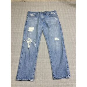 Big Star Distressed Boyfriend Jeans 29 Crop Light Wash Straight Leg Y2K Grunge‎